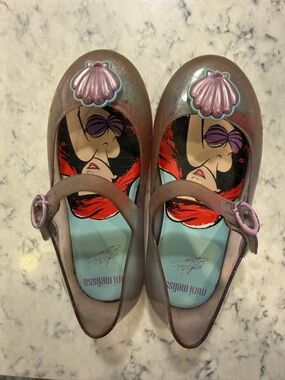 Mini Melissa Iridescent Purple Jelly Flats with Shell Charm